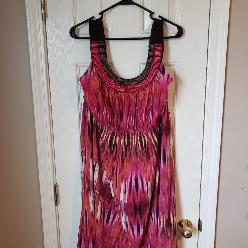 Dress with beaded neck